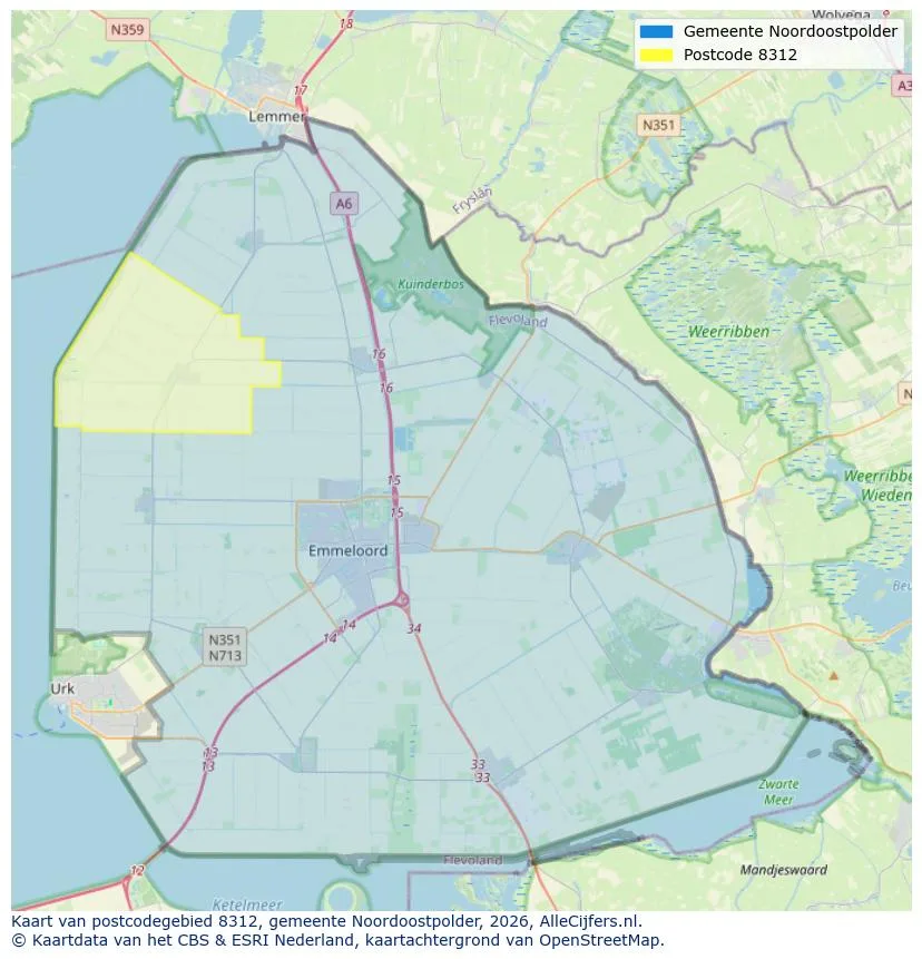 Postcodekaart voor 8312