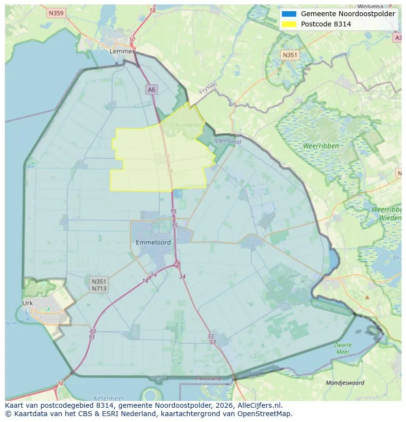 Postcodekaart voor 8314