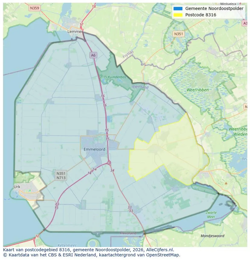 Postcodekaart voor 8316