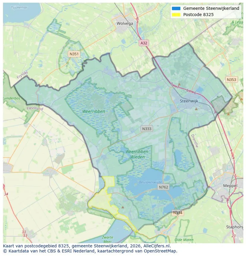 Postcodekaart voor 8325
