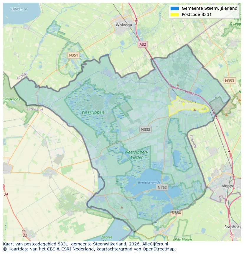 Postcodekaart voor 8331