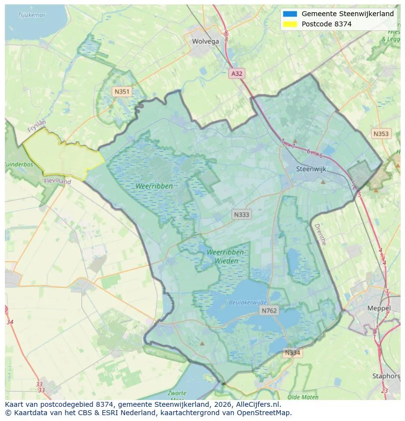 Postcodekaart voor 8374