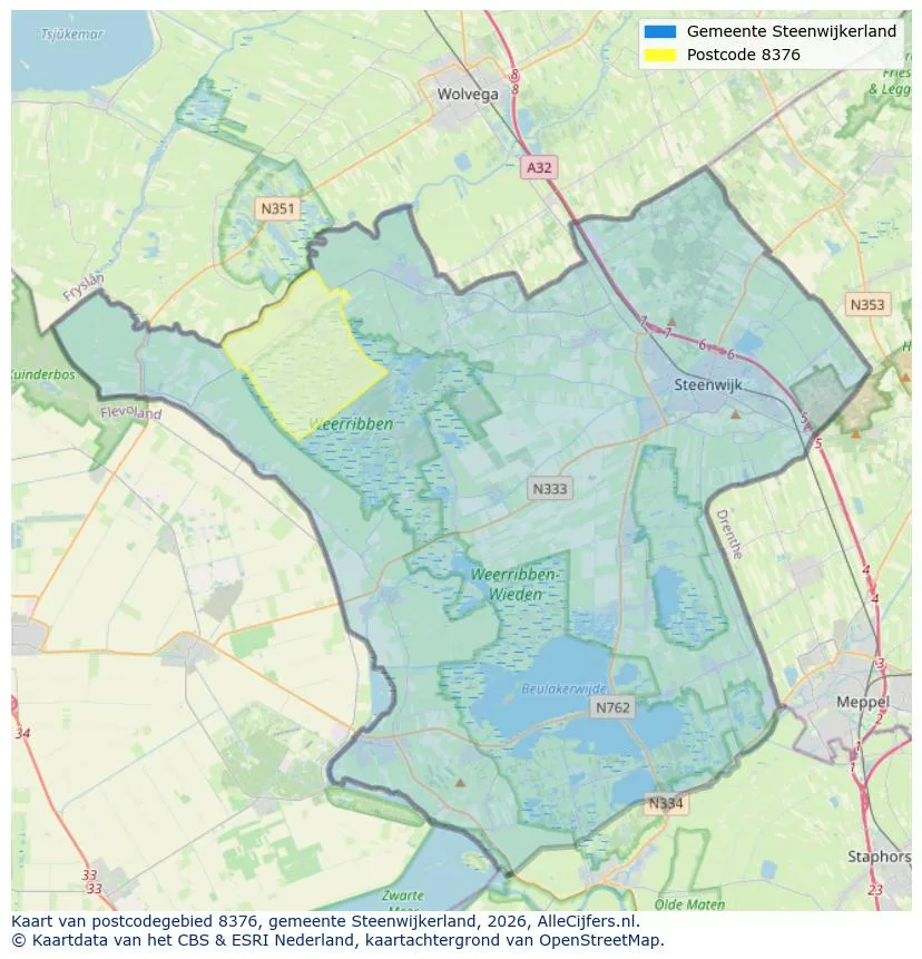 Postcodekaart voor 8376