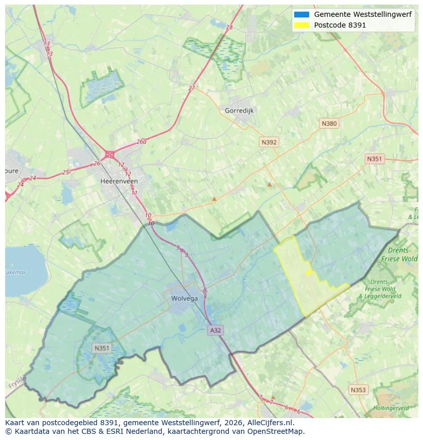 Postcodekaart voor 8391