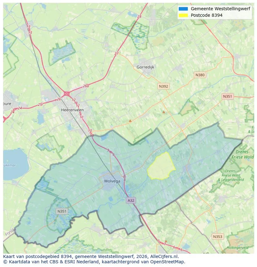 Postcodekaart voor 8394