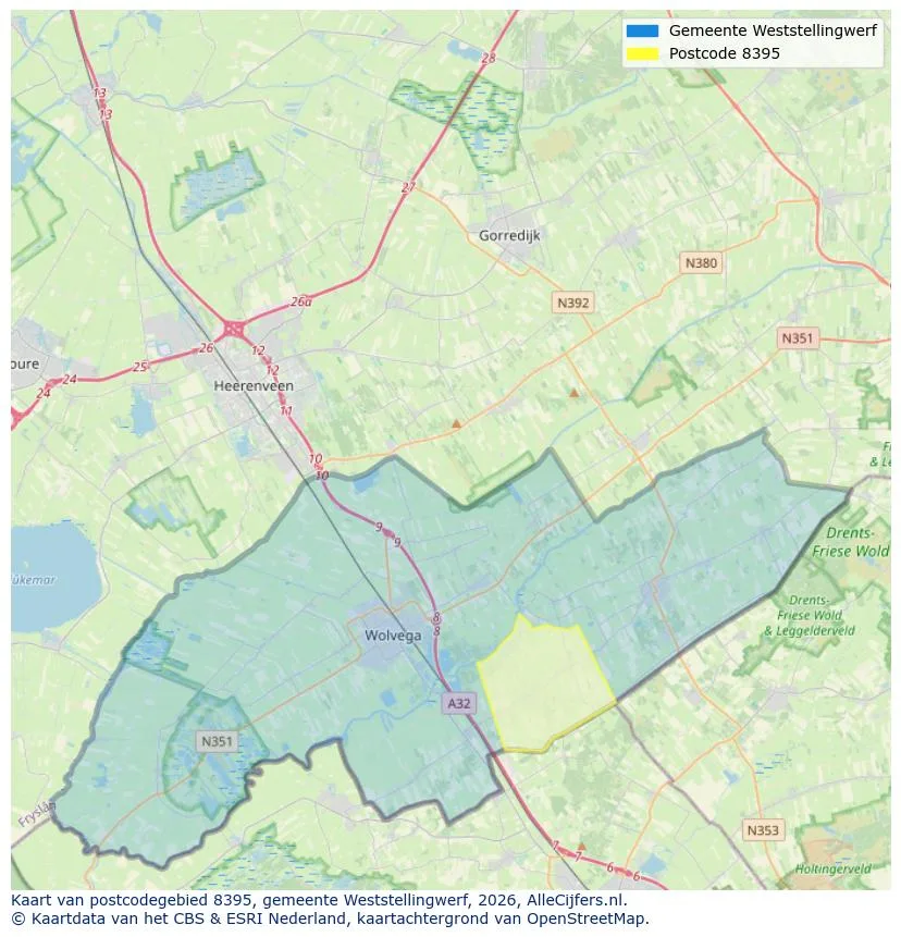 Postcodekaart voor 8395