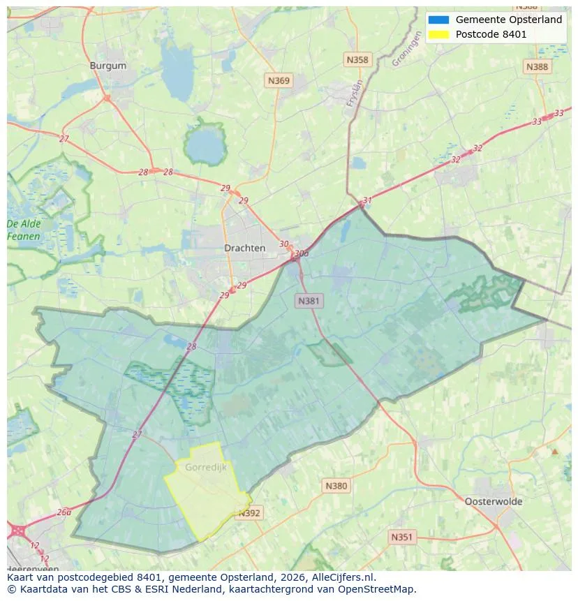 Mapa de códigos postales para 8401