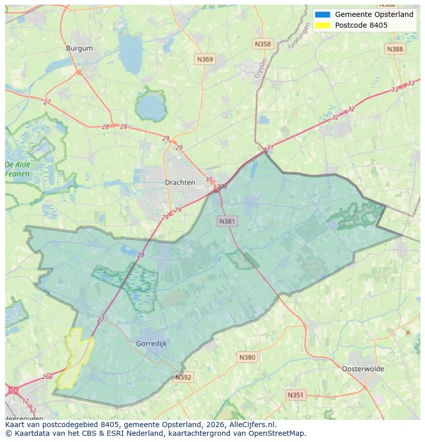 Postcodekaart voor 8405