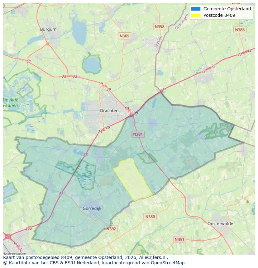 Postcodekaart voor 8409