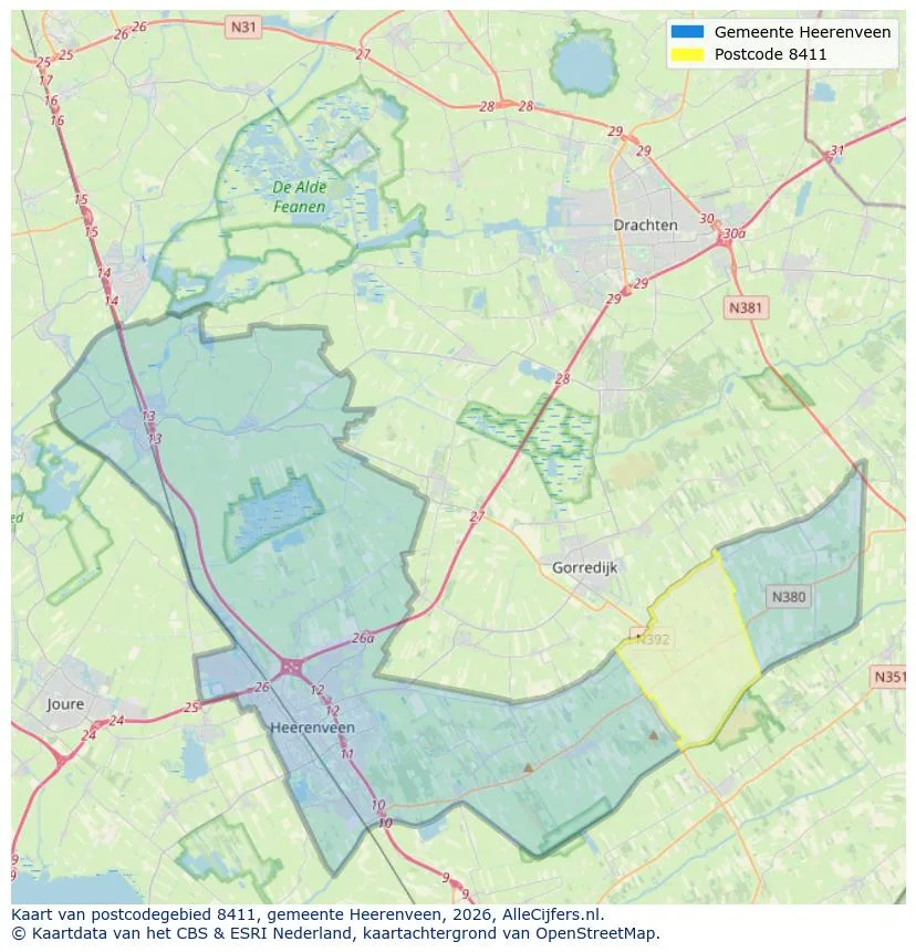 Postcodekaart voor 8411