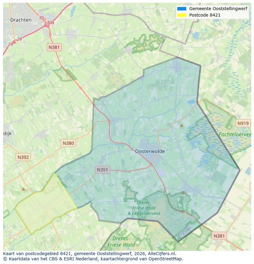 Postcodekaart voor 8421