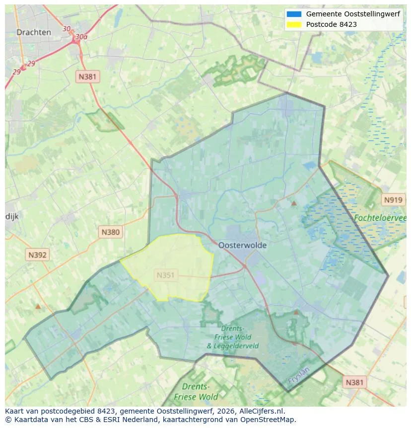 Postcodekaart voor 8423