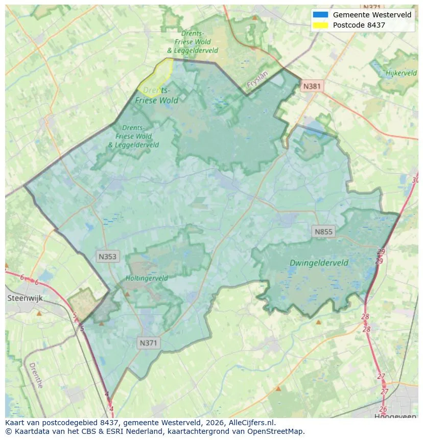 Postcodekaart voor 8437