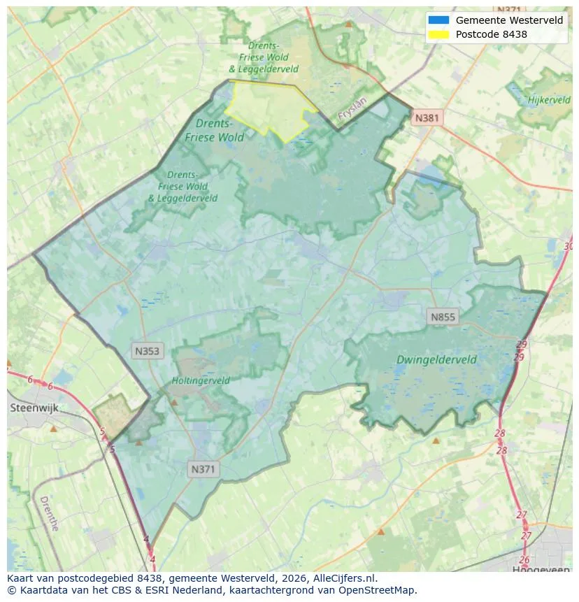 Postcodekaart voor 8438