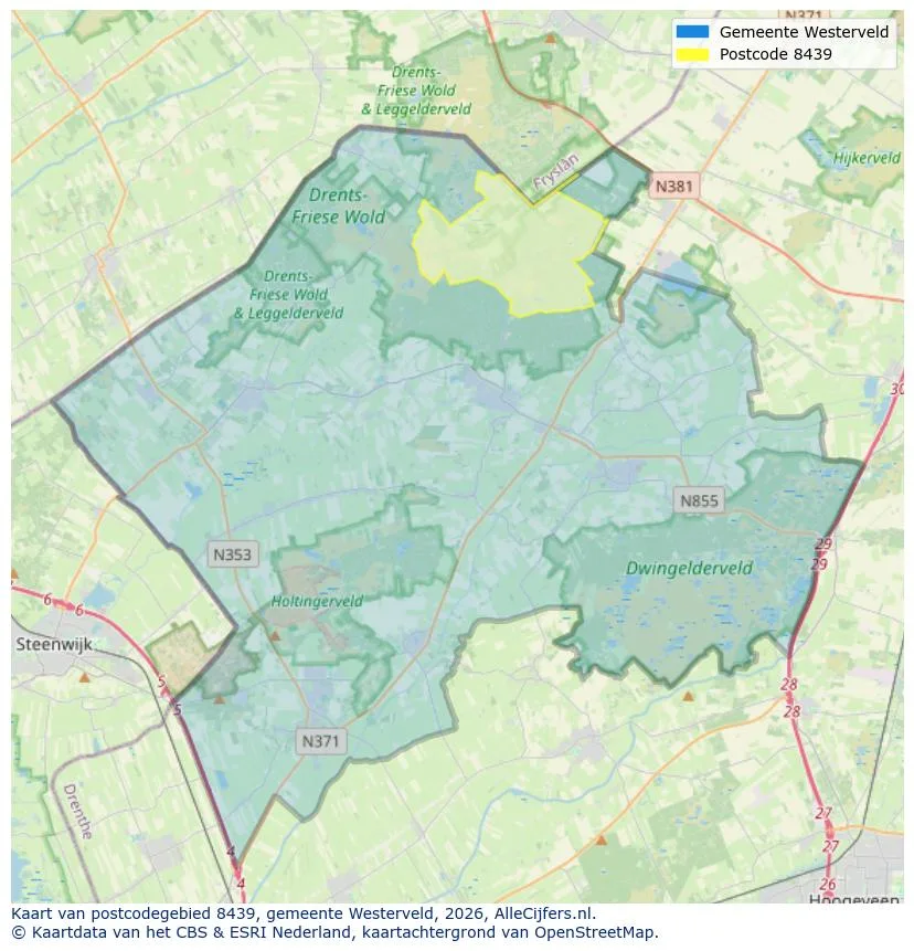Postcodekaart voor 8439