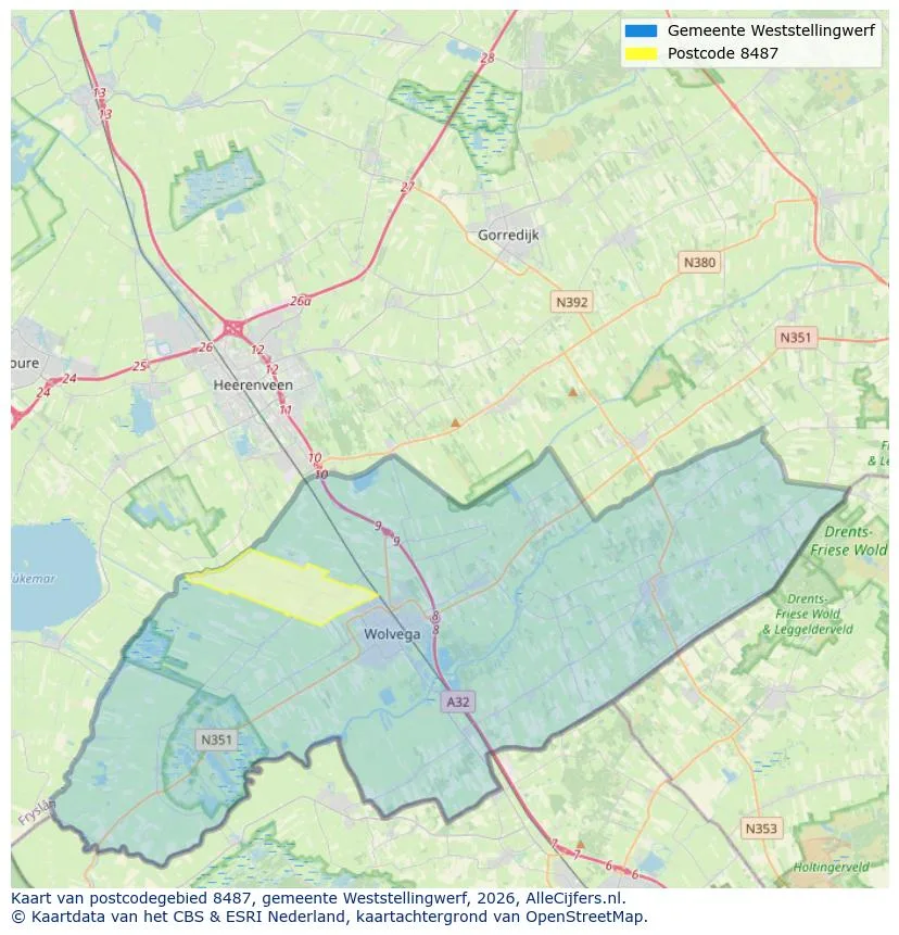 Postcodekaart voor 8487