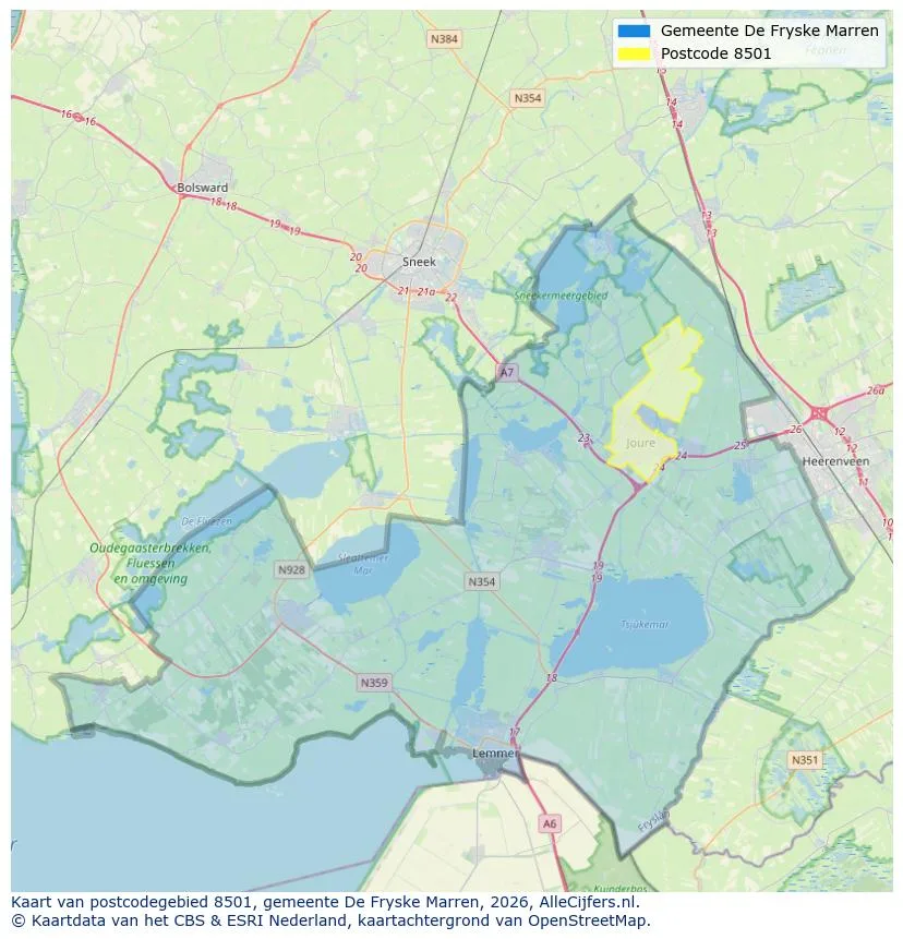 Postcodekaart voor 8501