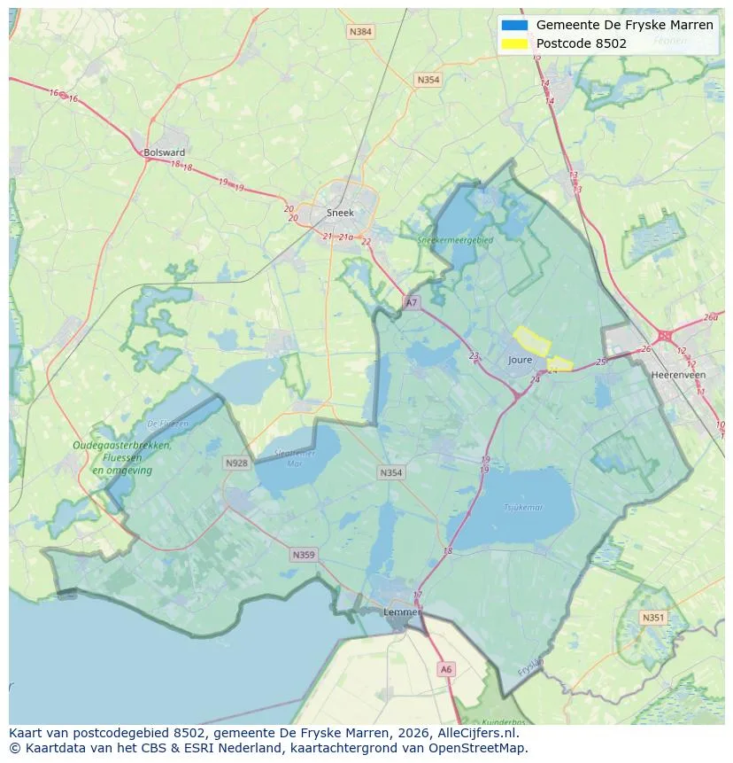 Postcodekaart voor 8502