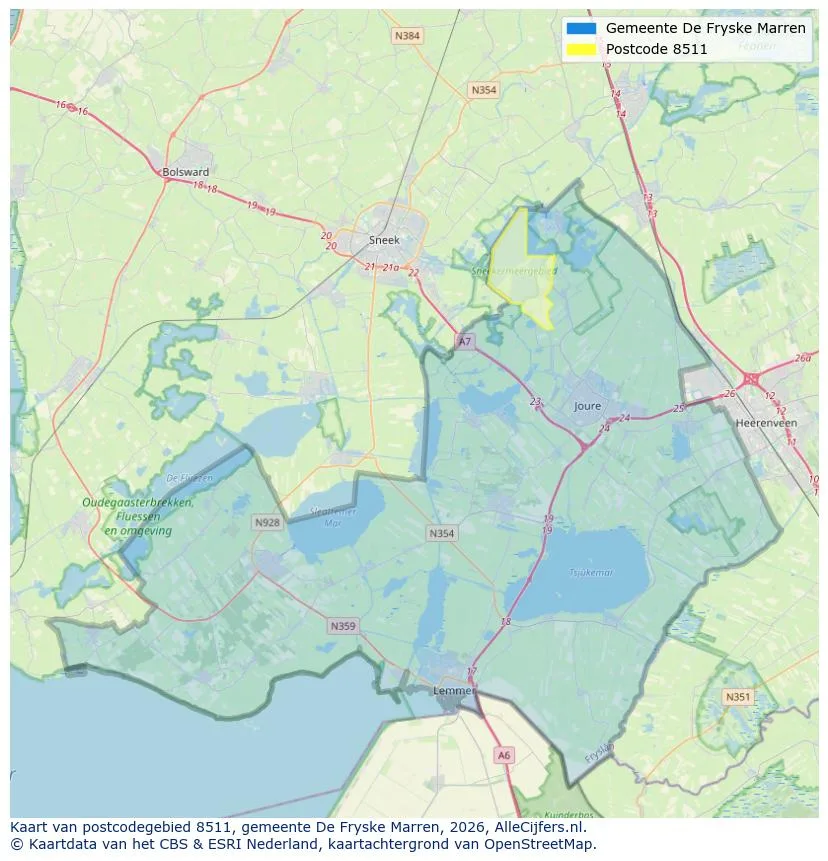 Postcodekaart voor 8511