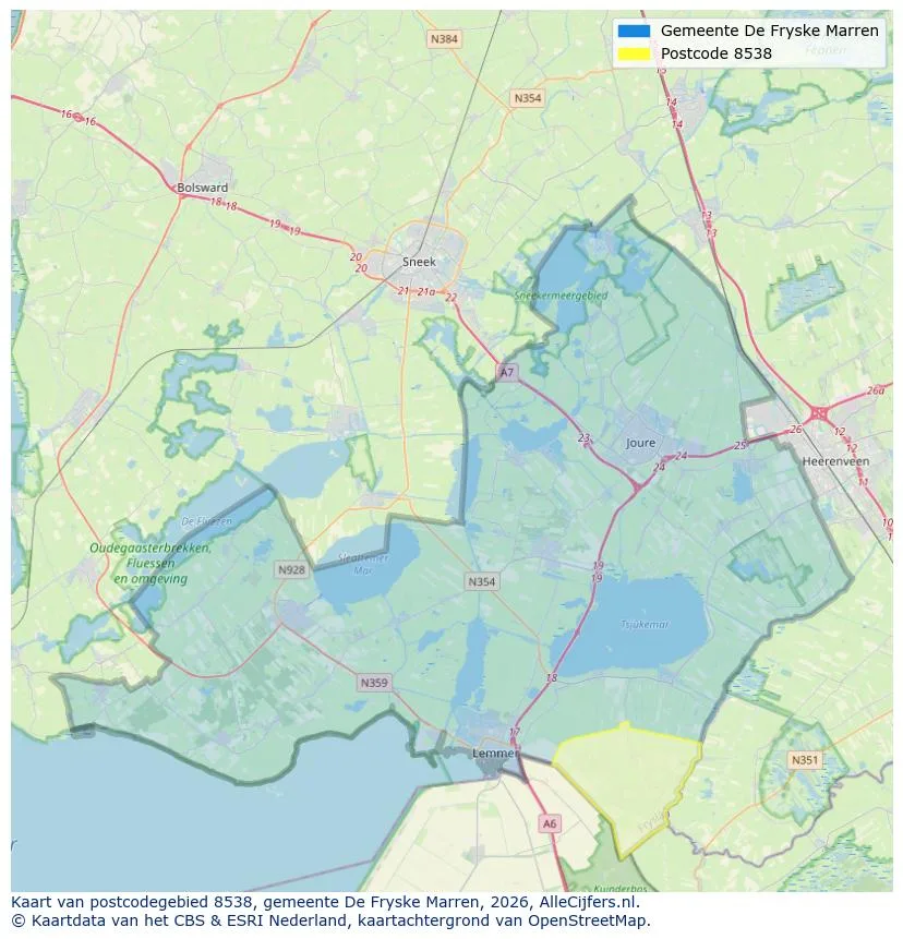 Postcodekaart voor 8538
