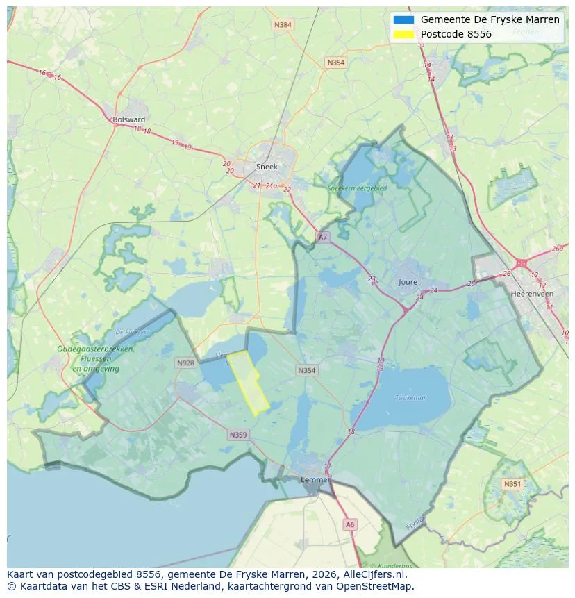Postcodekaart voor 8556