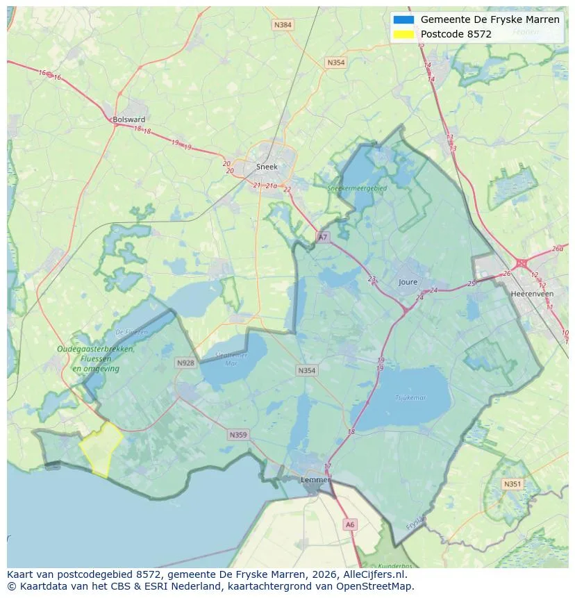 Postcodekaart voor 8572