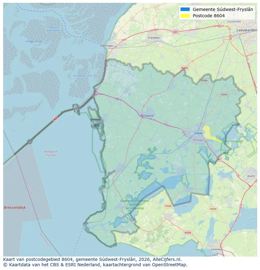Postcodekaart voor 8604