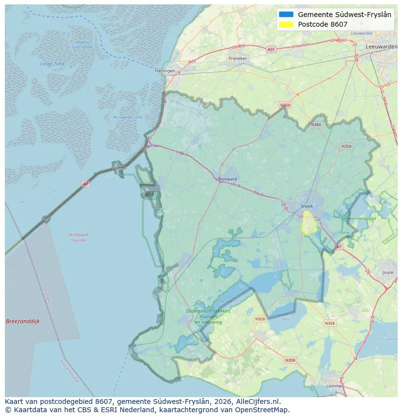 Postcodekaart voor 8607