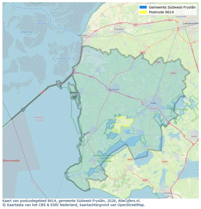 Postcodekaart voor 8614