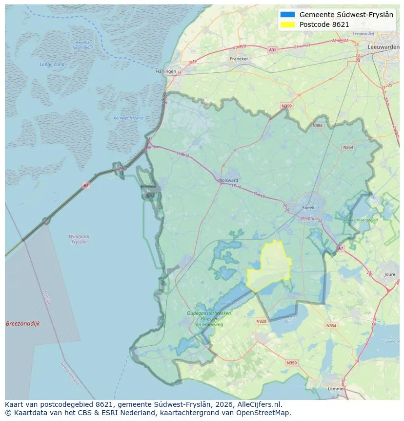 Postcodekaart voor 8621