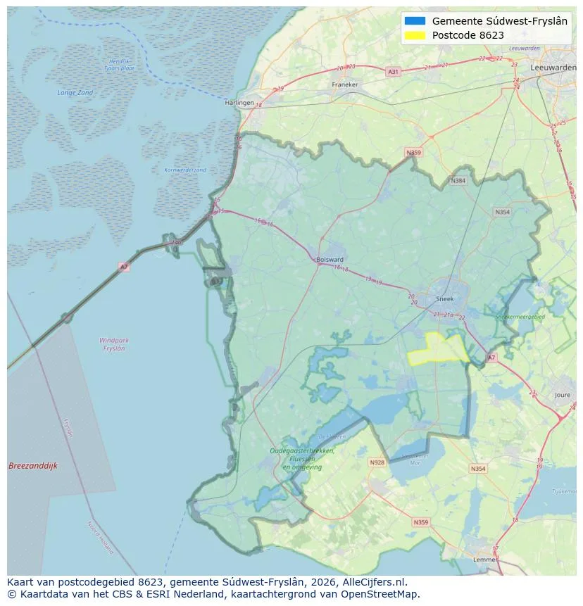 Postcodekaart voor 8623