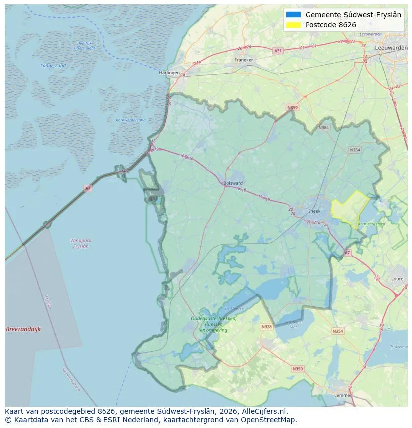 Postcodekaart voor 8626