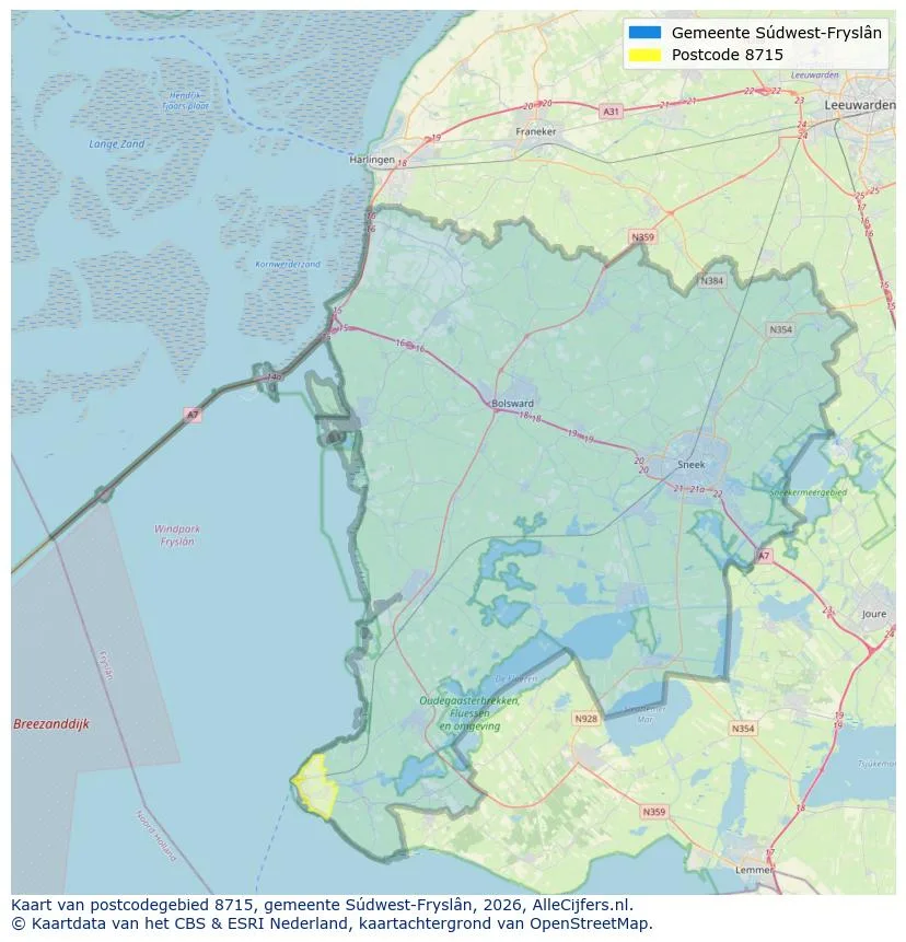 Postcodekaart voor 8715