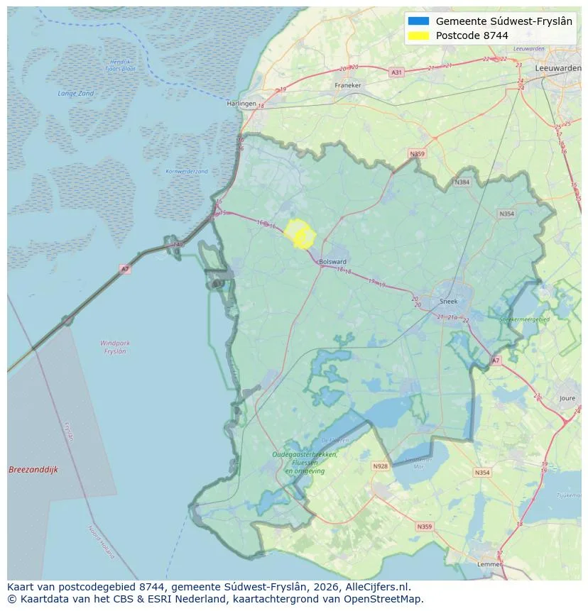 Postcodekaart voor 8744