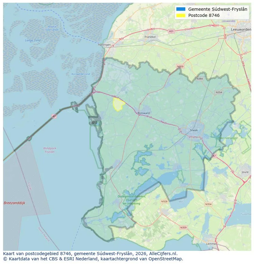 Postcodekaart voor 8746