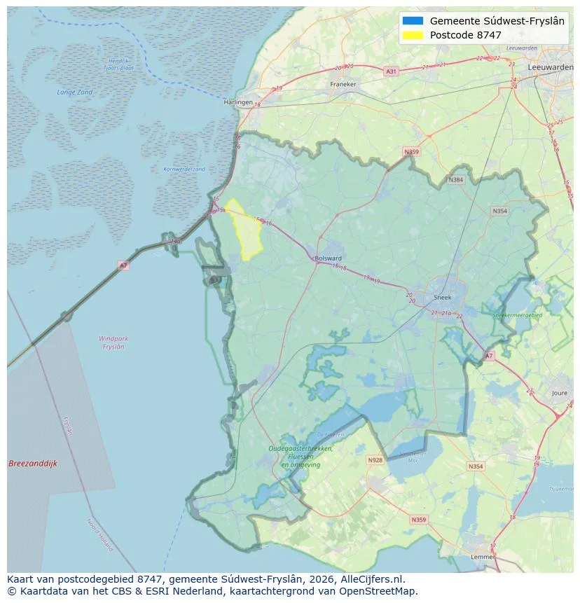 Postcodekaart voor 8747