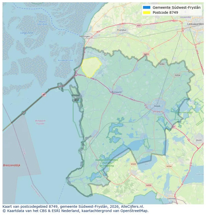 Postcodekaart voor 8749