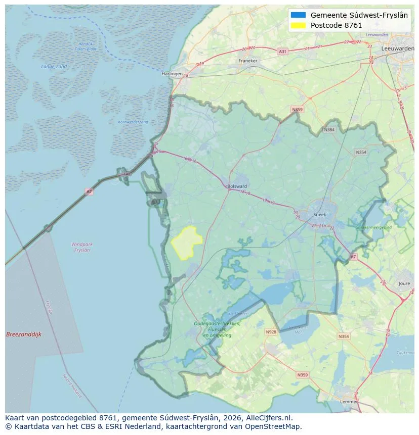 Mapa de códigos postales para 8761