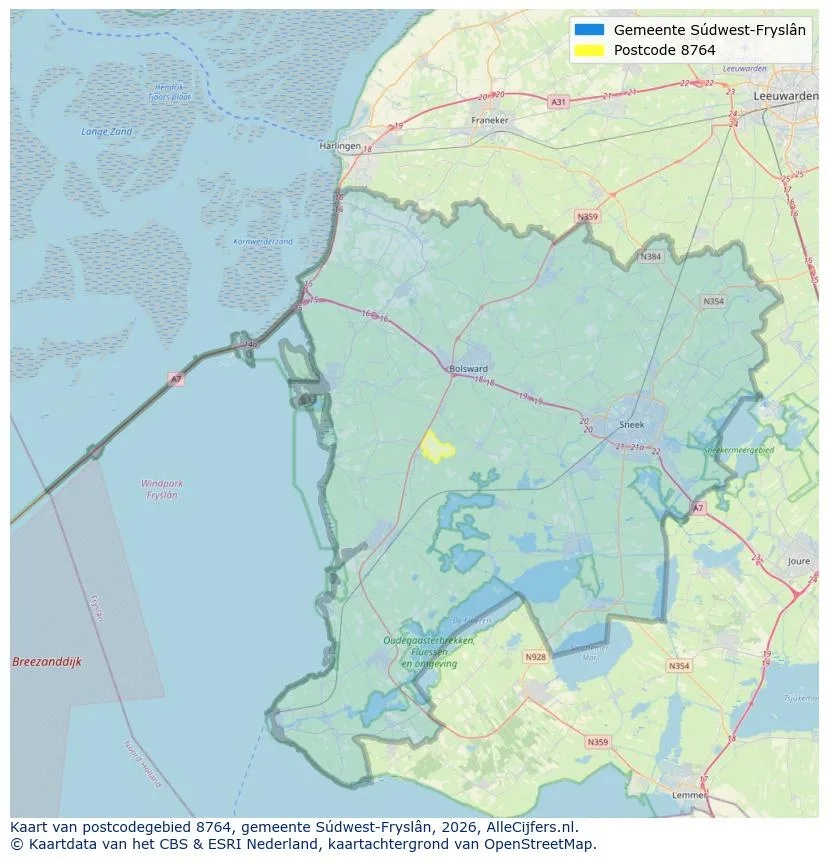 Postcodekaart voor 8764