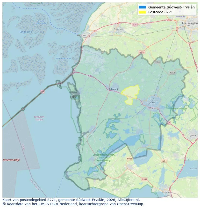 Postcodekaart voor 8771