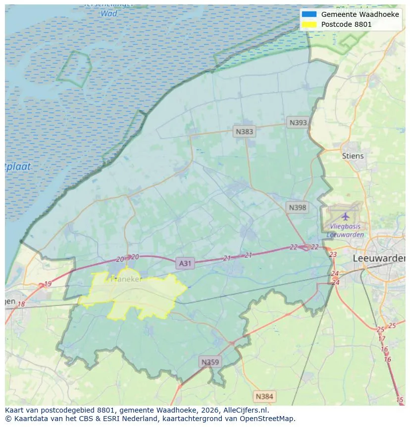 Postcodekaart voor 8801