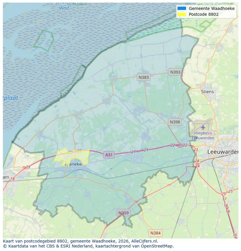 Postcodekaart voor 8802