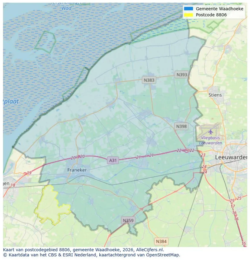 Postcodekaart voor 8806