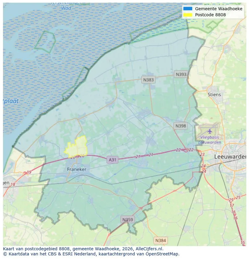 Postcodekaart voor 8808