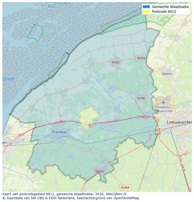 Postcodekaart voor 8812