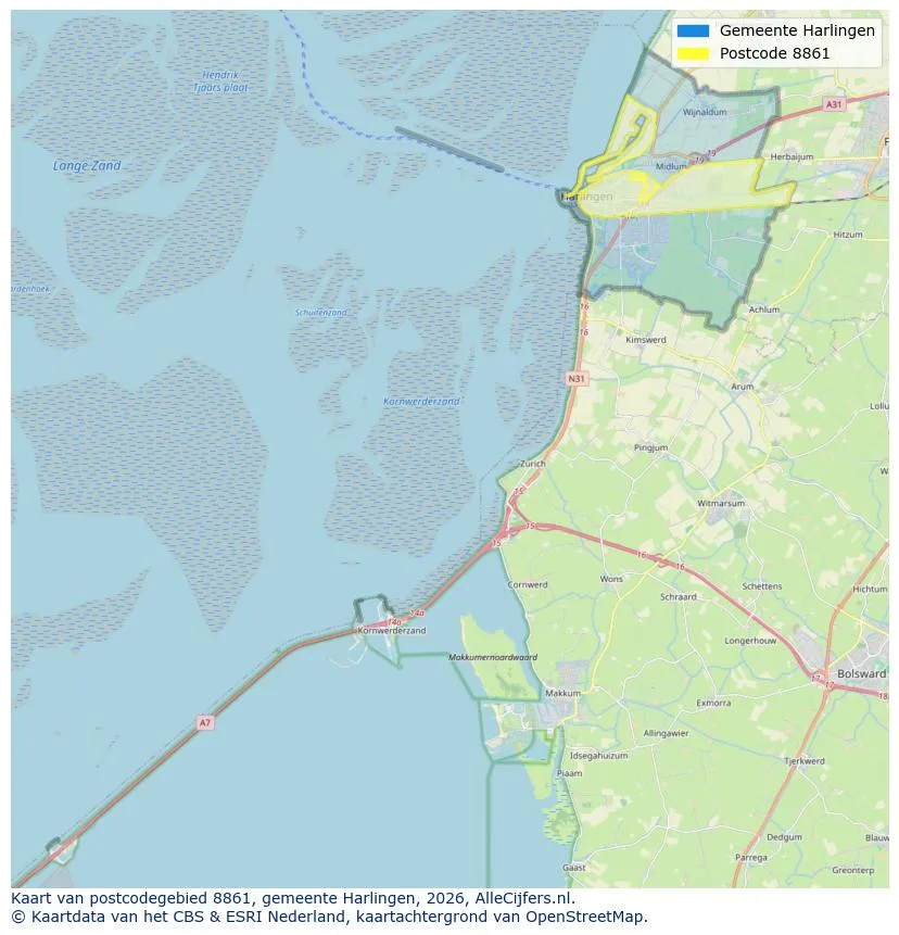 Postcodekaart voor 8861