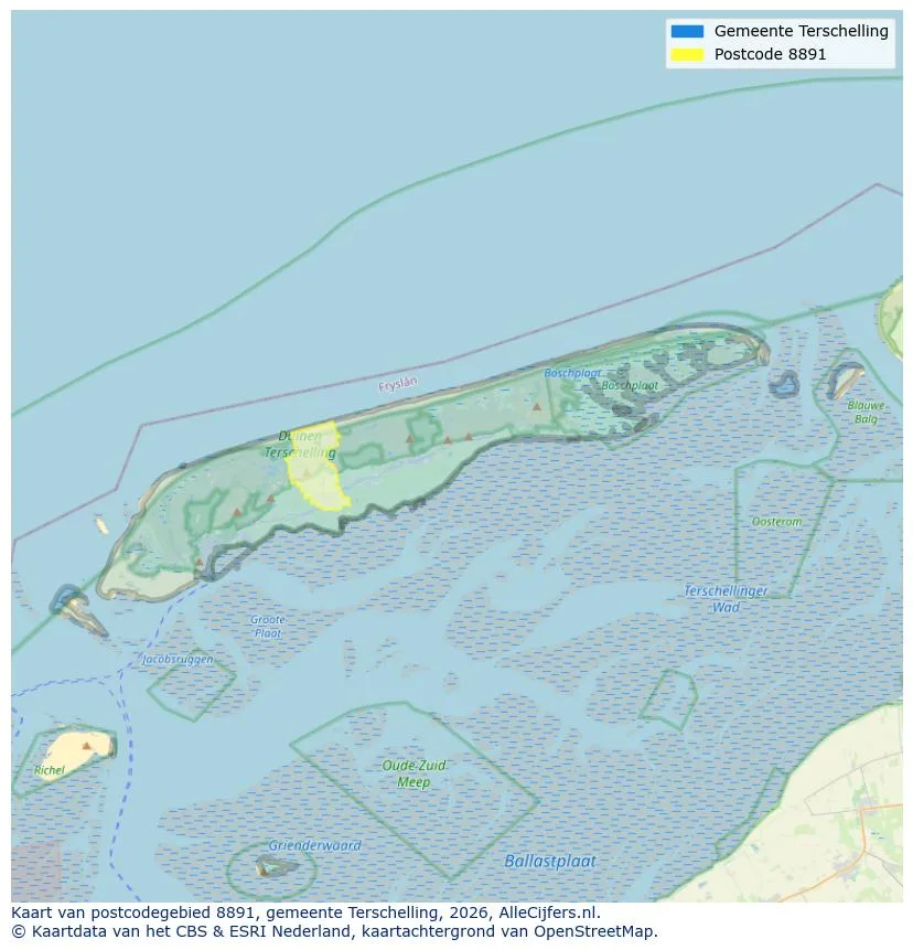 Postcodekaart voor 8891