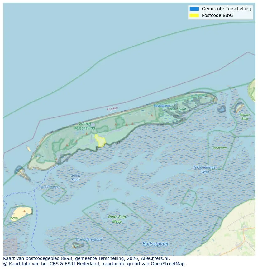 Postcodekaart voor 8893