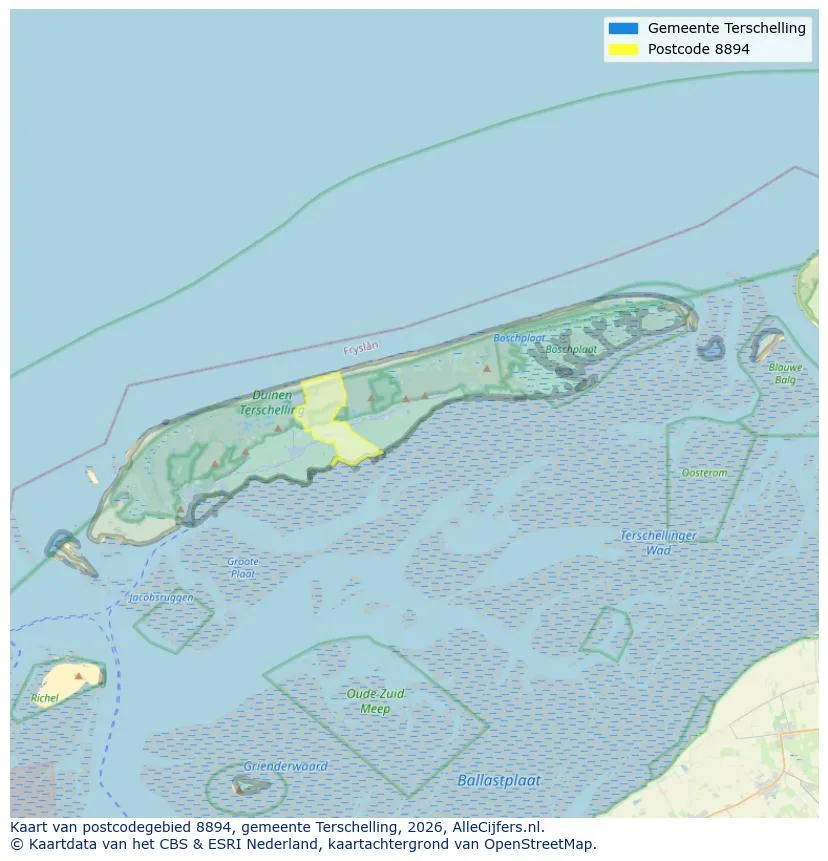 Postcodekaart voor 8894