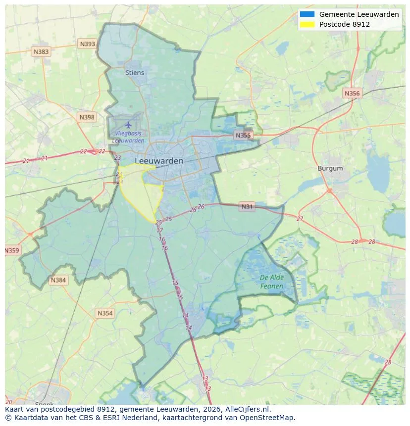 Postcodekaart voor 8912
